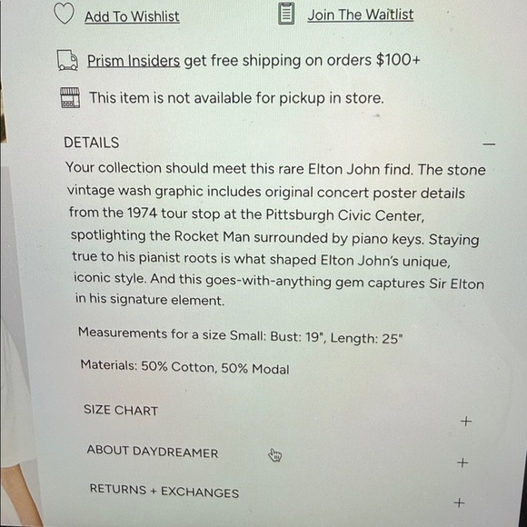 Daydreamer Elton John Pittsburg Boyfriend Tee - Picture 12 of 13